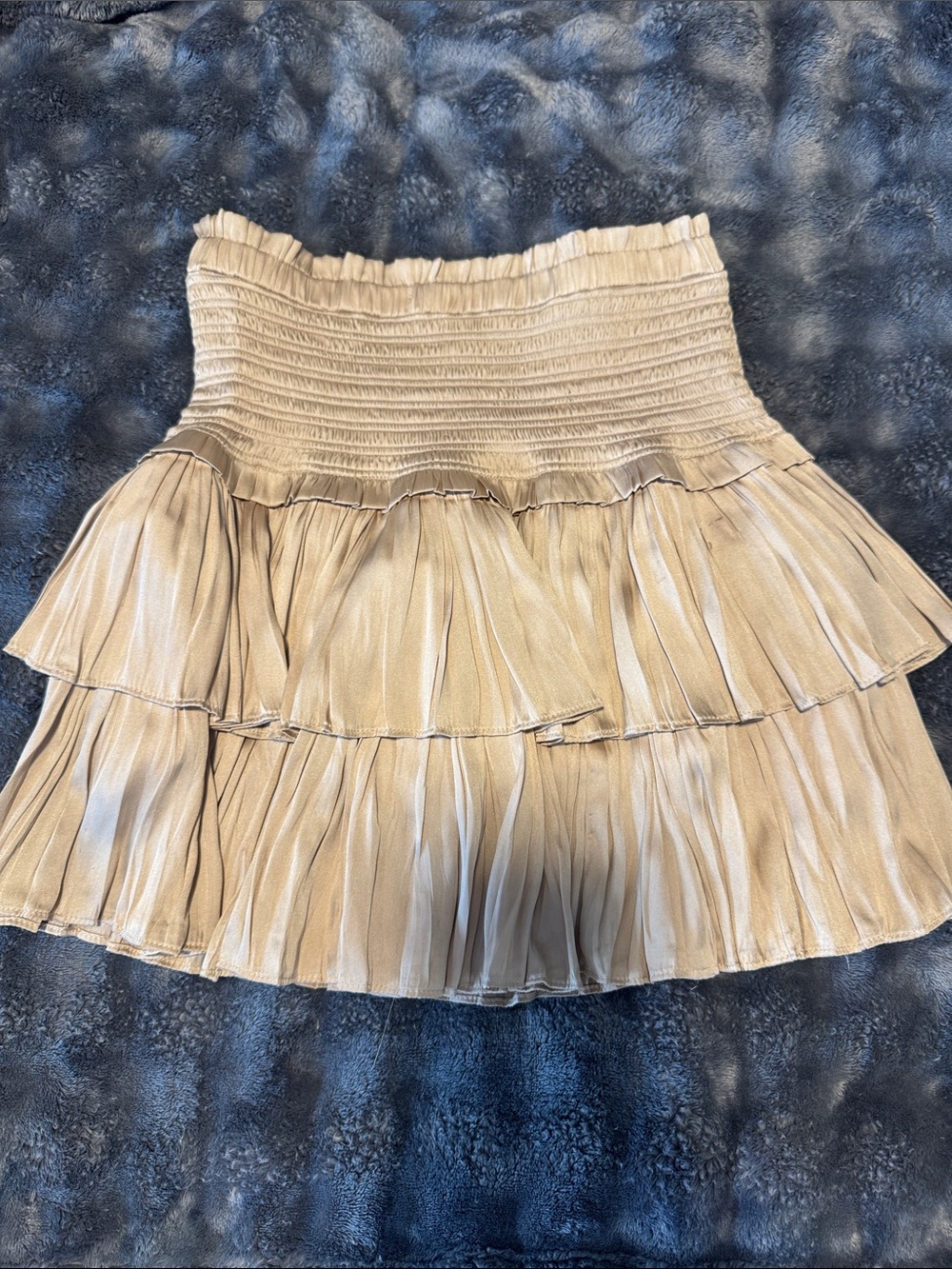 Tiered Smocked Mini Skirt in Cream